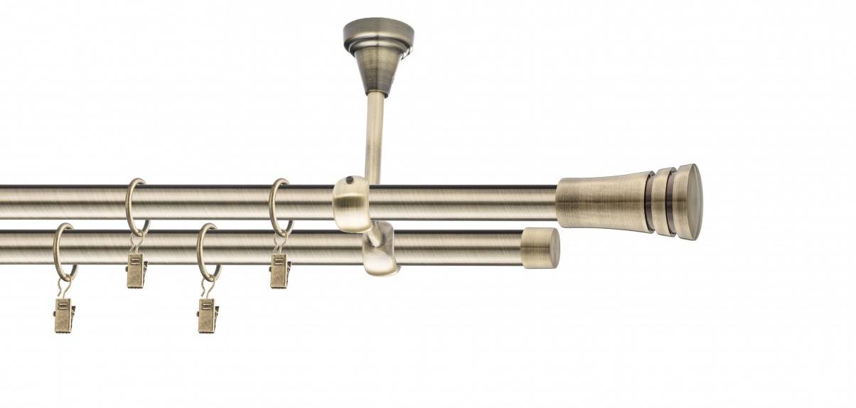 Galerie metalica Paola dubla de tavan 19 mm, antique brass (auriu antic)