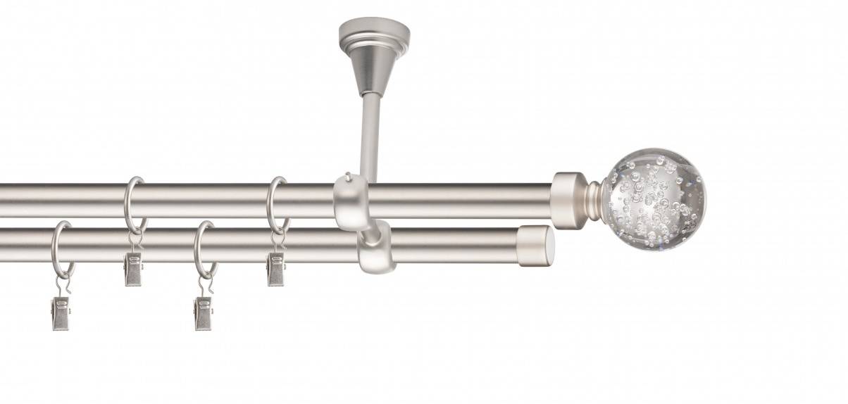 Galerie metalica Buble dubla de tavan 19 mm, satin nichel (argintiu mat)