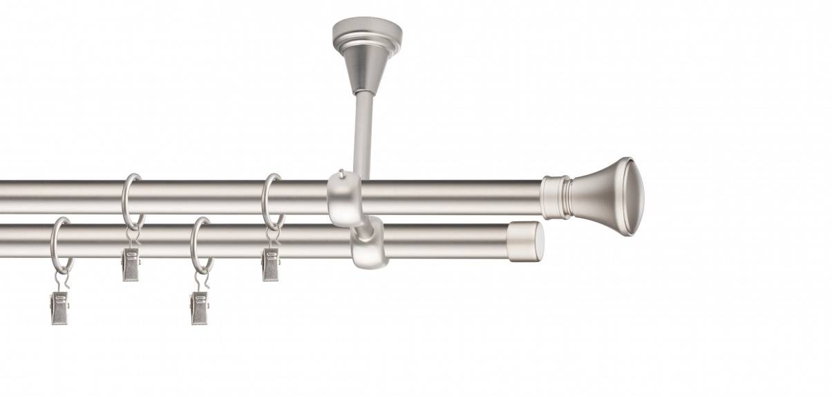 Galerie metalica Conic dubla de tavan 19 mm, satin nichel (argintiu mat)