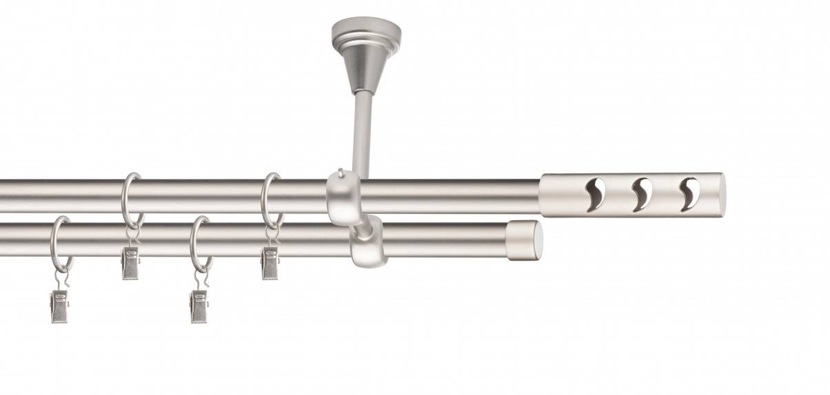 Galerie metalica Drop dubla de tavan 19 mm, satin nichel (argintiu mat)