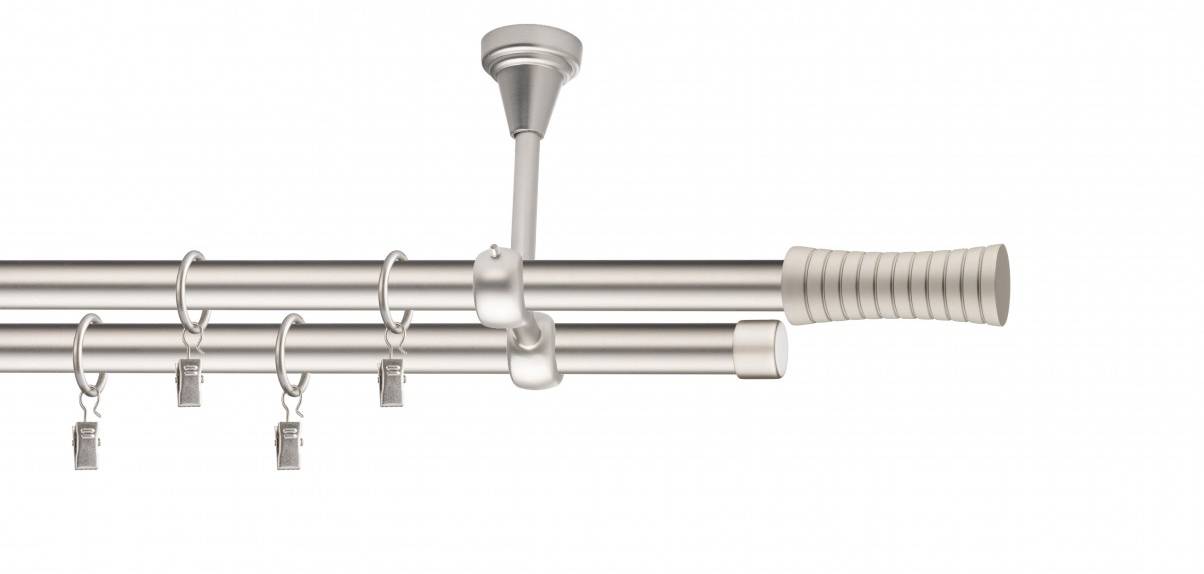 Galerie metalica Febris dubla de tavan 19 mm, satin nichel (argintiu mat)