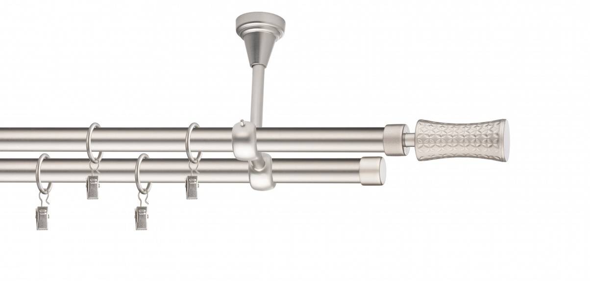 Galerie metalica Jaris dubla de tavan 19 mm, satin nichel (argintiu mat)