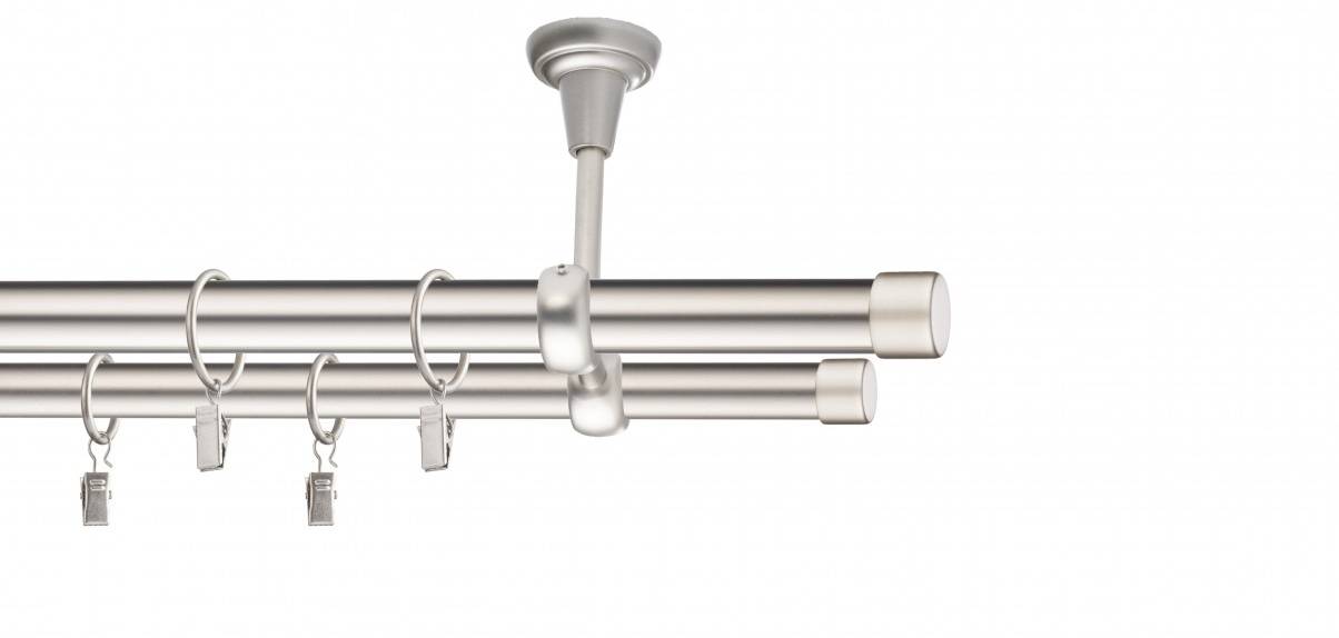 Galerie metalica Luna dubla de tavan 19 mm, satin nichel (argintiu mat)