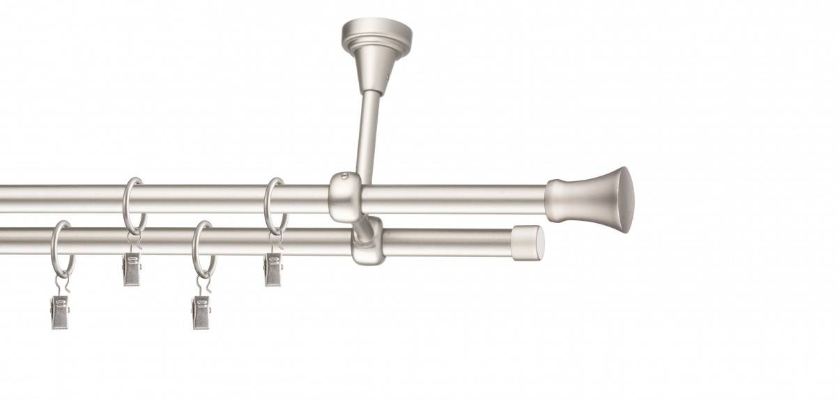 Galerie metalica Monaco dubla de tavan 19 mm, satin nichel (argintiu mat)