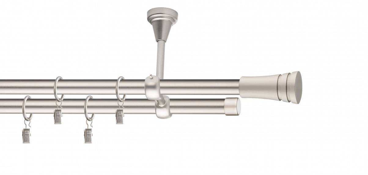 Galerie metalica Paola dubla de tavan 19 mm, satin nichel (argintiu mat)