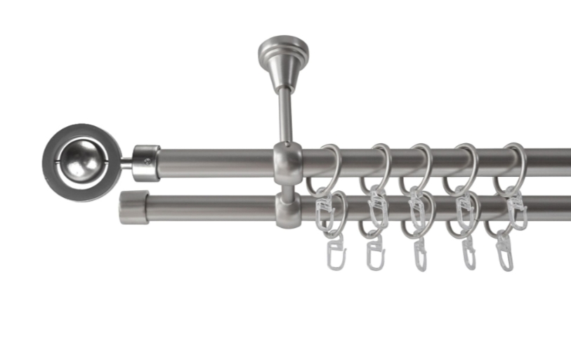 Galerie metalica Seti dubla de tavan 19 mm, satin nichel (argintiu mat)