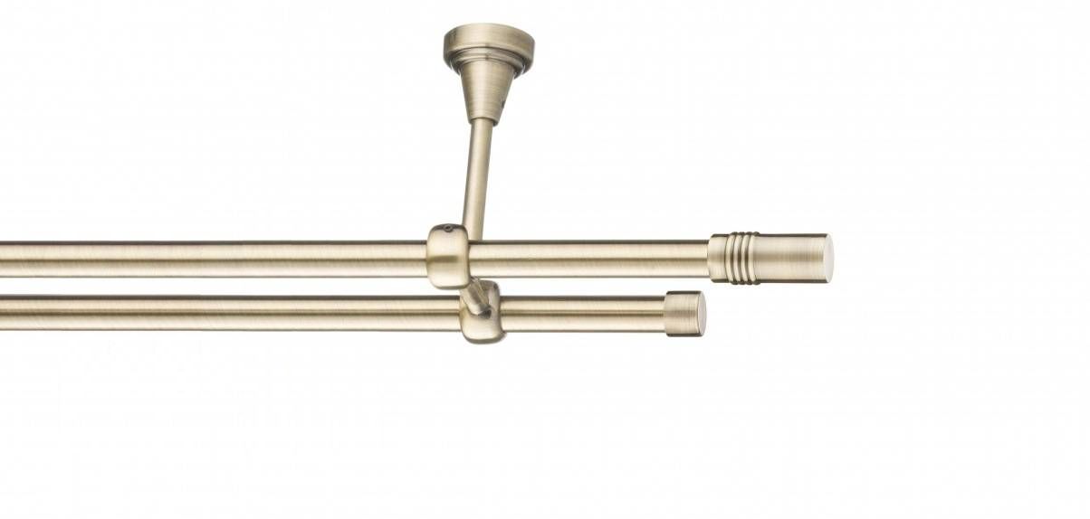 Galerie metalica Celtex -fără inele, dubla - de tavan, 16 mm, antique brass (auriu antic)