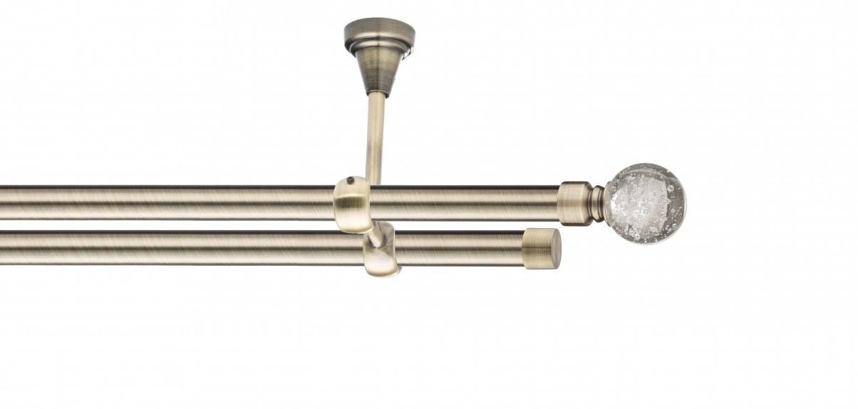 Galerie metalica Buble -fara inele, dubla - de tavan, 19 mm, antique brass (auriu antic)
