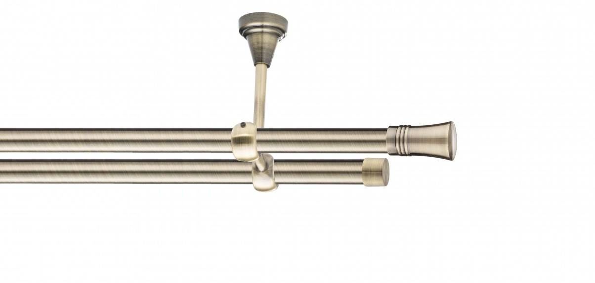 Galerie metalica Capri -fără inele, dubla - de tavan, 19 mm, antique brass (auriu antic)