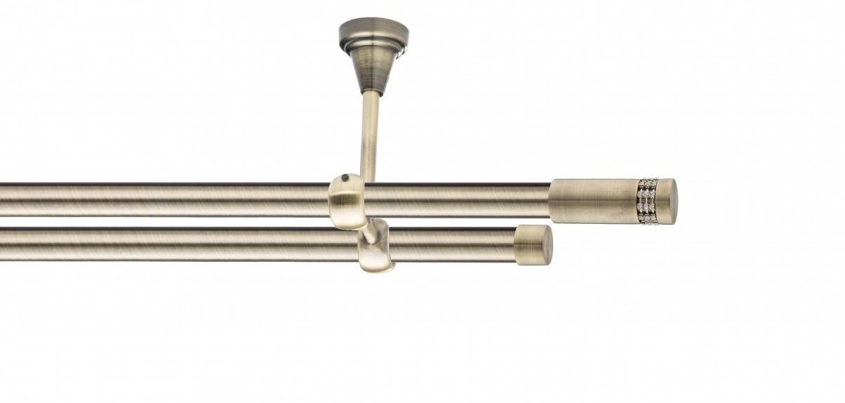 Galerie metalica Dios -fără inele, dubla - de tavan, 19 mm, antique brass (auriu antic)