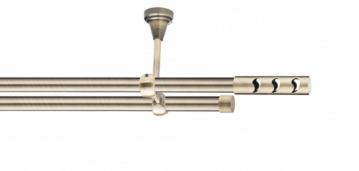 Galerie metalica Drop -fără inele, dubla - de tavan, 19 mm, antique brass (auriu antic)