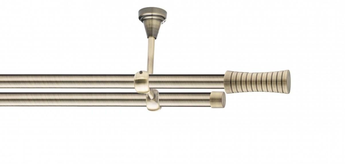 Galerie metalica Febris -fără inele, dubla - de tavan, 19 mm, antique brass (auriu antic)
