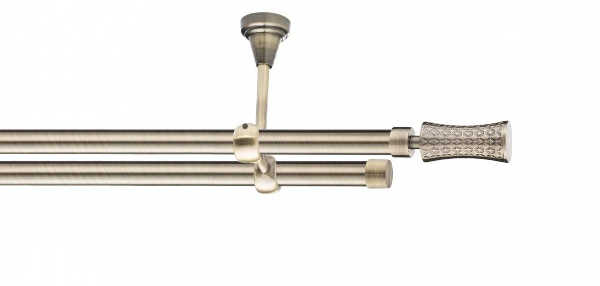 Galerie metalica Jaris -fără inele, dubla - de tavan, 19 mm, antique brass (auriu antic)