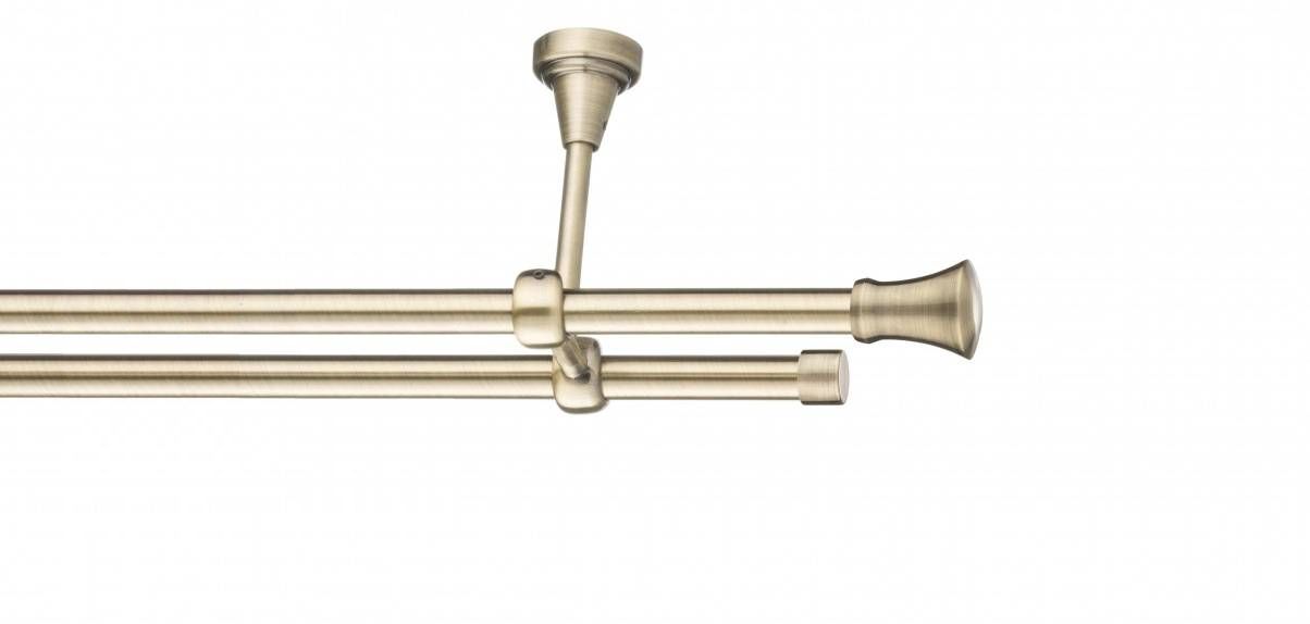 Galerie metalica Monaco -fără inele, dubla - de tavan, 19 mm, antique brass (auriu antic)