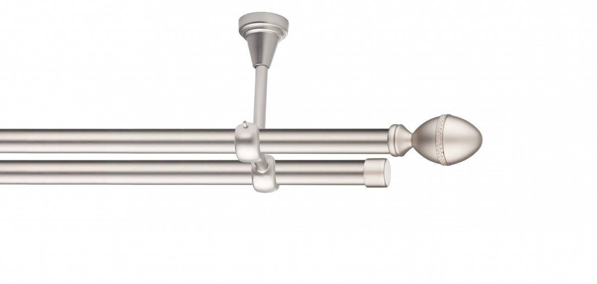 Galerie metalica Cezar -fără inele, dubla - de tavan, 19 mm, satin nichel (argintiu mat)