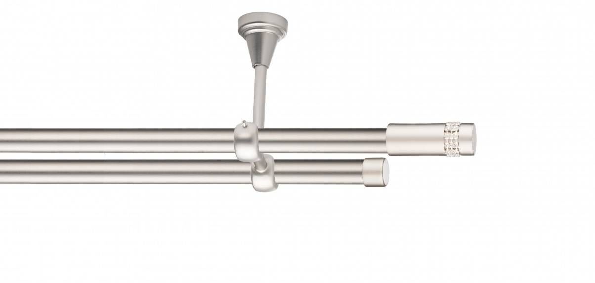 Galerie metalica Dios -fără inele, dubla - de tavan, 19 mm, satin nichel (argintiu mat)