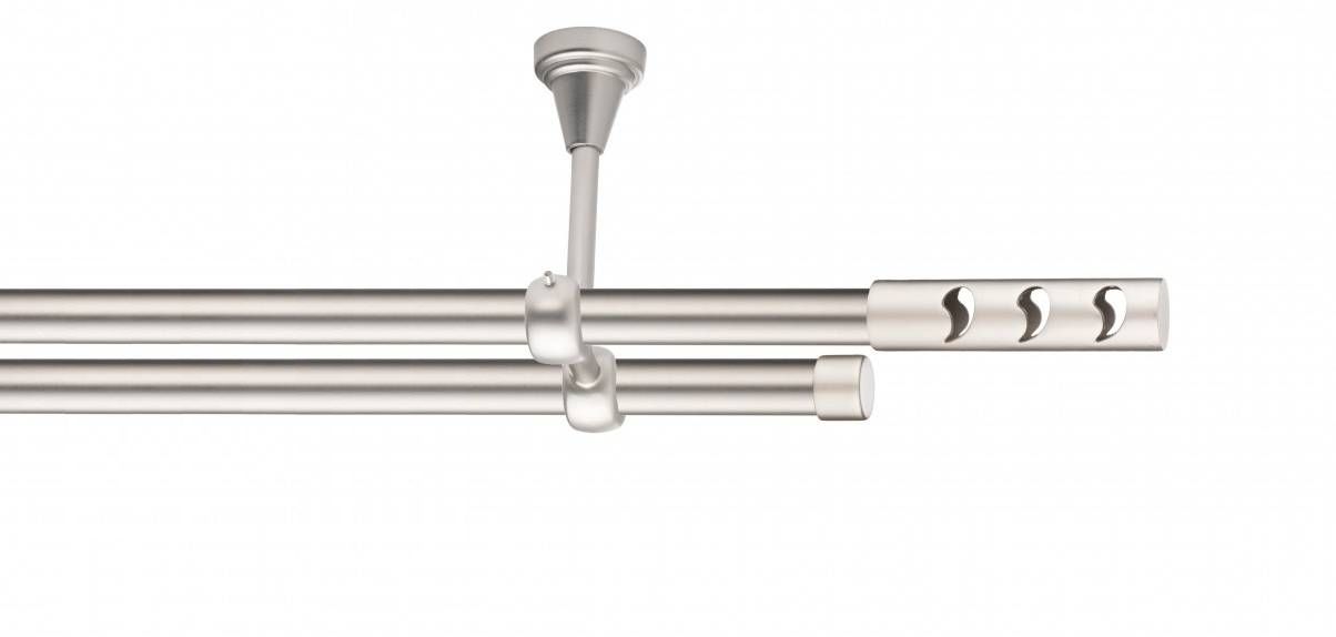 Galerie metalica Drop -fără inele, dubla - de tavan, 19 mm, satin nichel (argintiu mat)