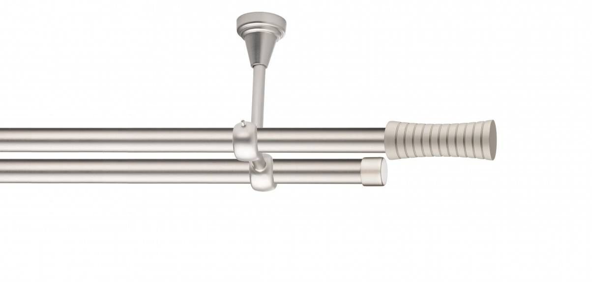 Galerie metalica Febris -fără inele, dubla - de tavan, 19 mm, satin nichel (argintiu mat)