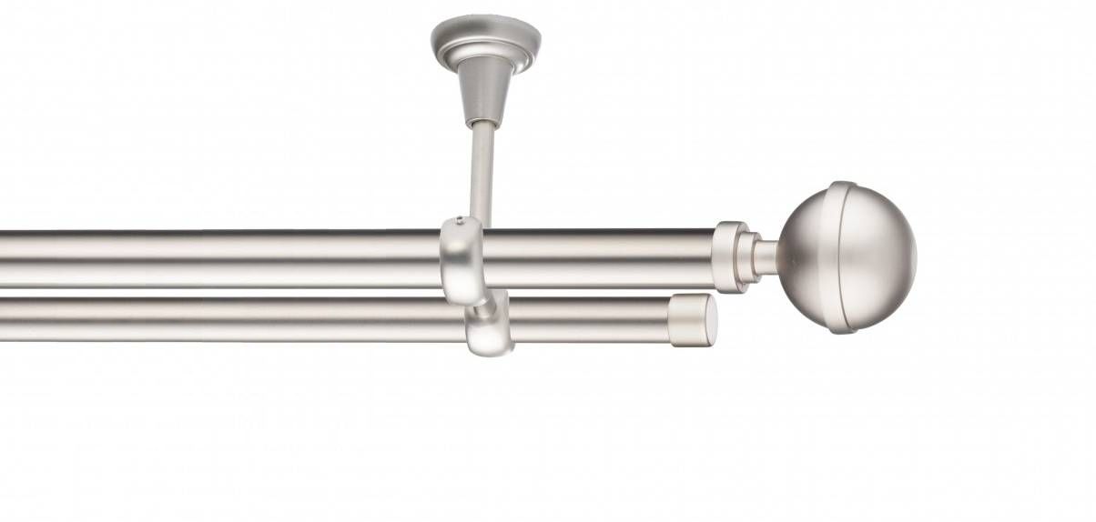 Galerie metalica Kalisto -fără inele, dubla - de tavan, 19 mm, satin nichel (argintiu mat)