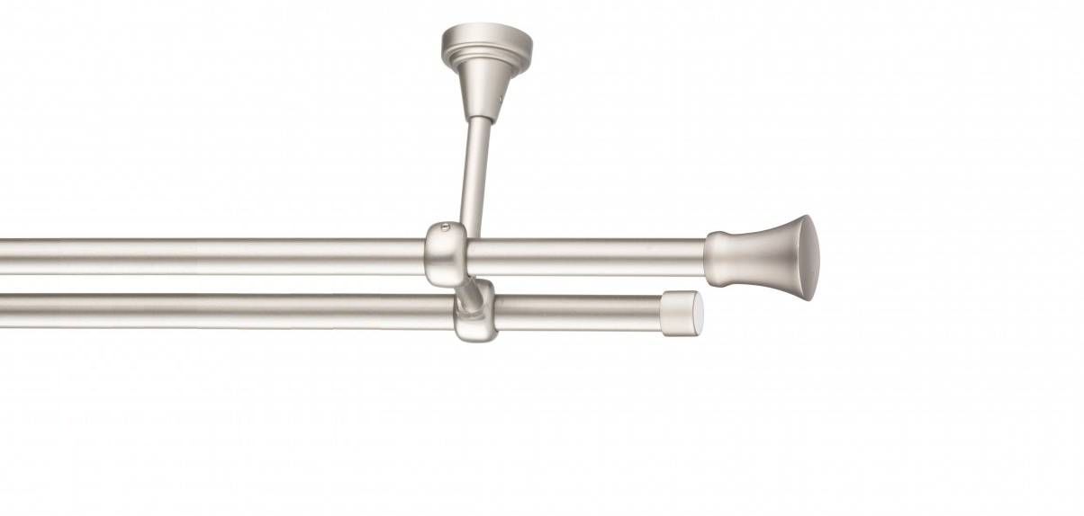 Galerie metalica Monaco -fără inele, dubla - de tavan, 19 mm, satin nichel (argintiu mat)
