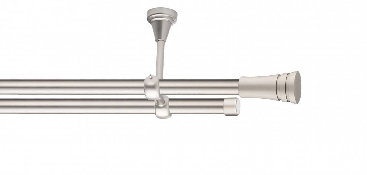 Galerie metalica Paola -fără inele, dubla - de tavan, 19 mm, satin nichel (argintiu mat)