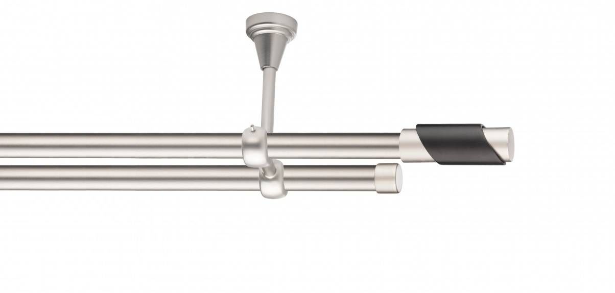 Galerie metalica Paris -fără inele, dubla - de tavan, 19 mm, satin nichel (argintiu mat)
