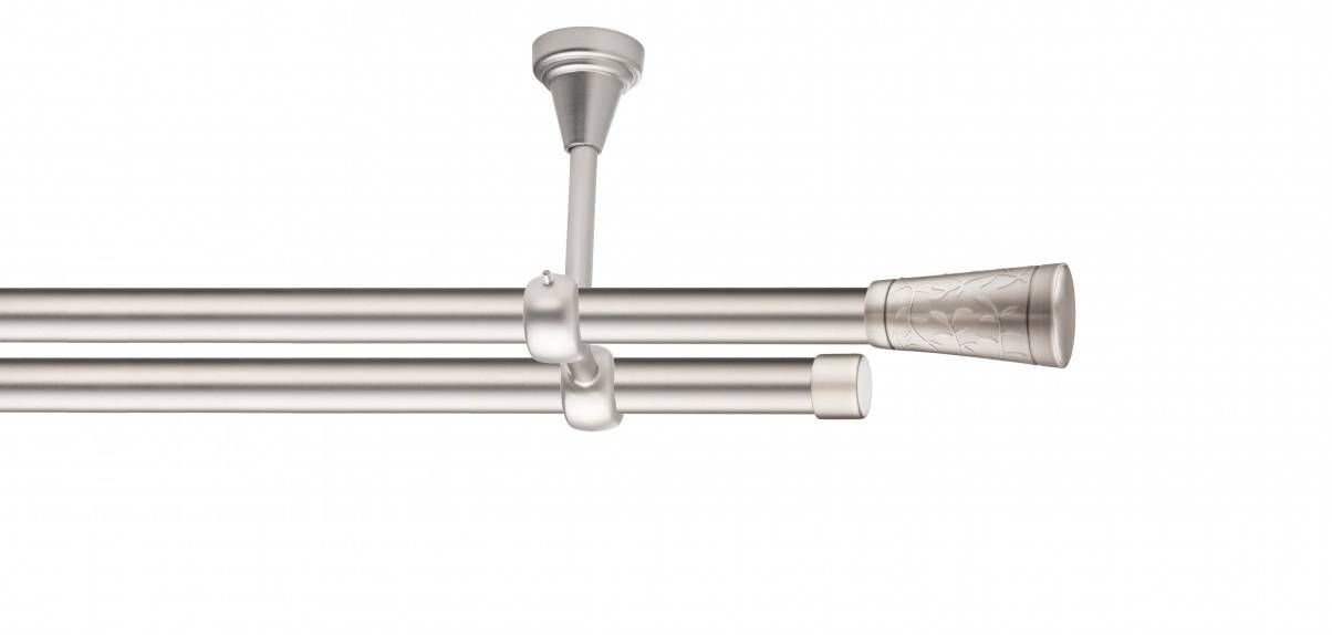 Galerie metalica Sevilla -fără inele, dubla - de tavan, 19 mm, satin nichel (argintiu mat)