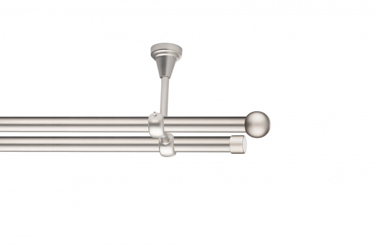 Galerie metalica Sfera -fără inele, dubla - de tavan, 19 mm, satin nichel (argintiu mat)
