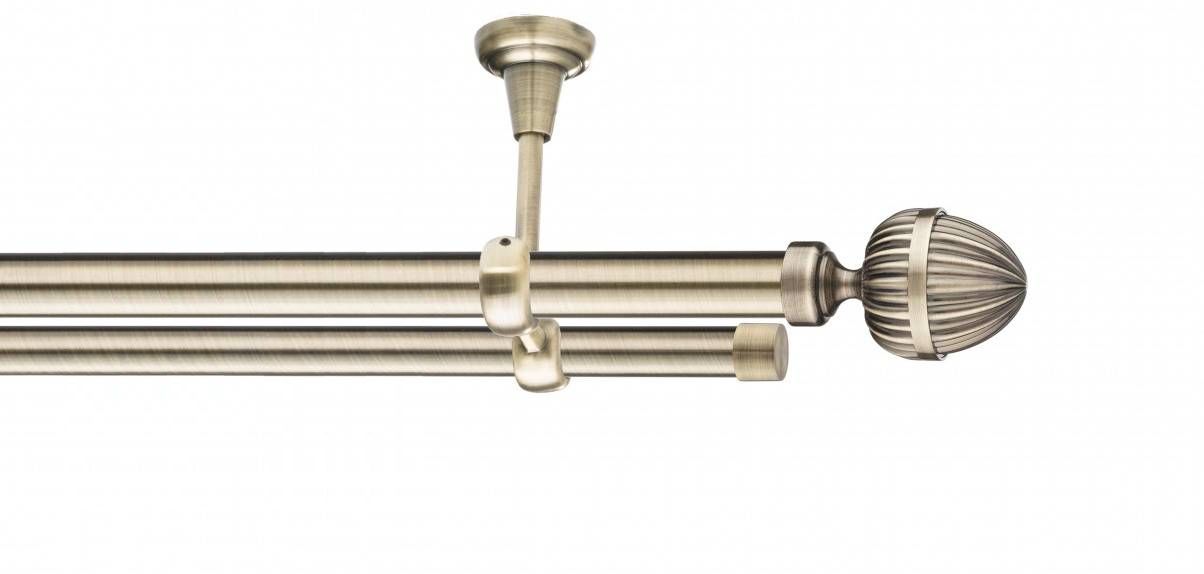 Galerie metalica Milano -fără inele, dubla - de tavan, 25 mm, antique brass (auriu antic)