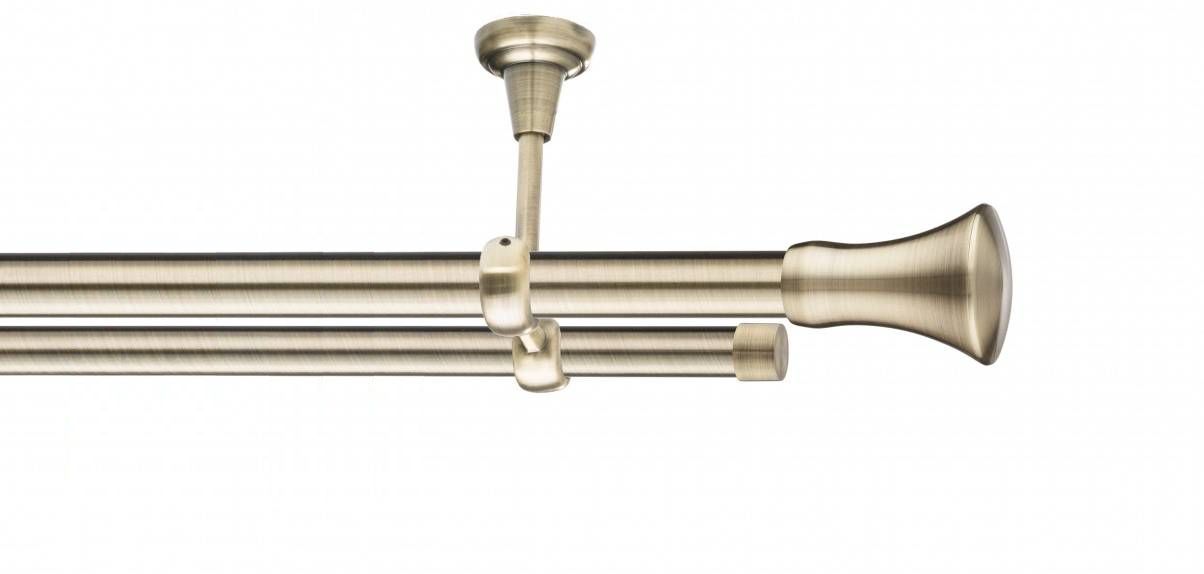 Galerie metalica Monaco -fără inele, dubla - de tavan, 25 mm, antique brass (auriu antic)
