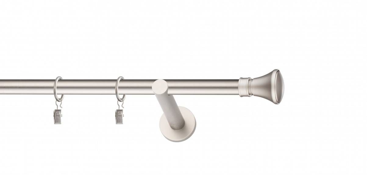 Galerie metalica Conic simpla moderna 19 mm, satin nichel (argintiu mat)