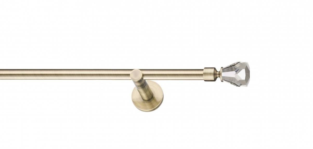 Galerie metalica Cristal Conic -fără inele, simpla - moderna, 19 mm, antique brass (auriu antic)