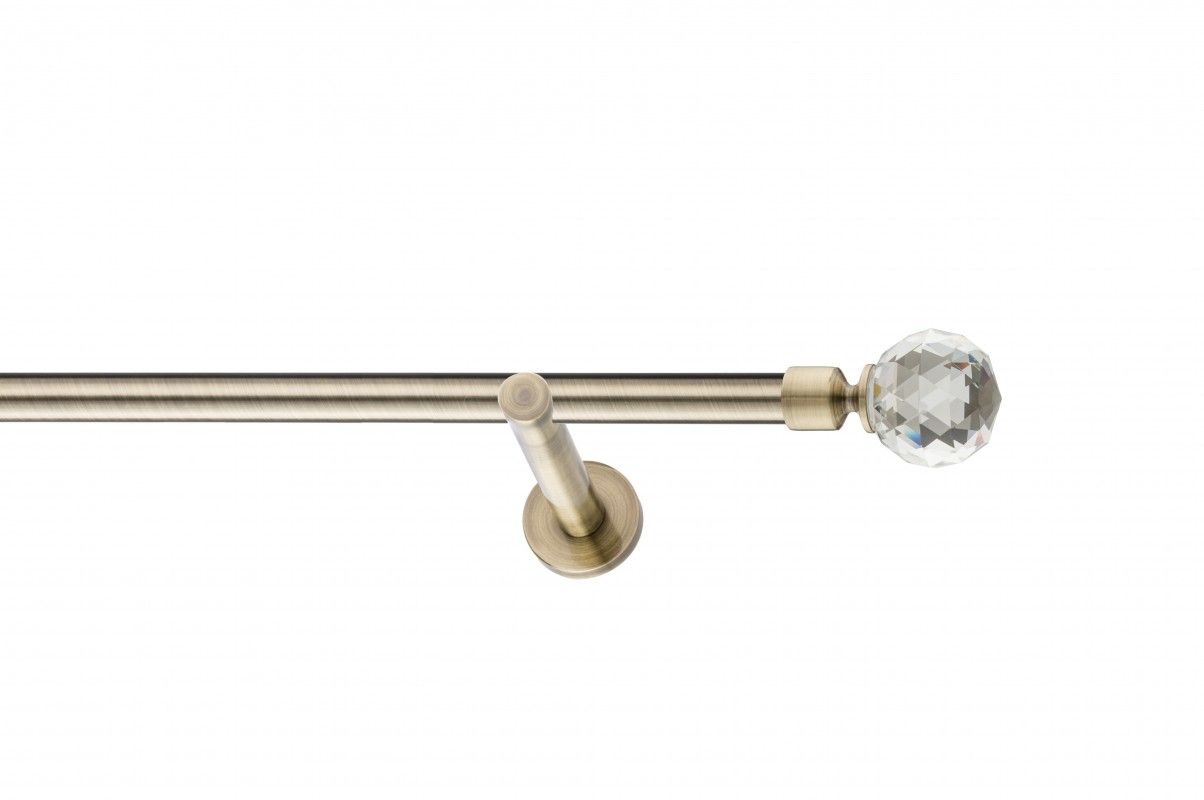 Galerie metalica Cristal Rotund -fără inele, simpla - moderna, 19 mm, antique brass (auriu antic)