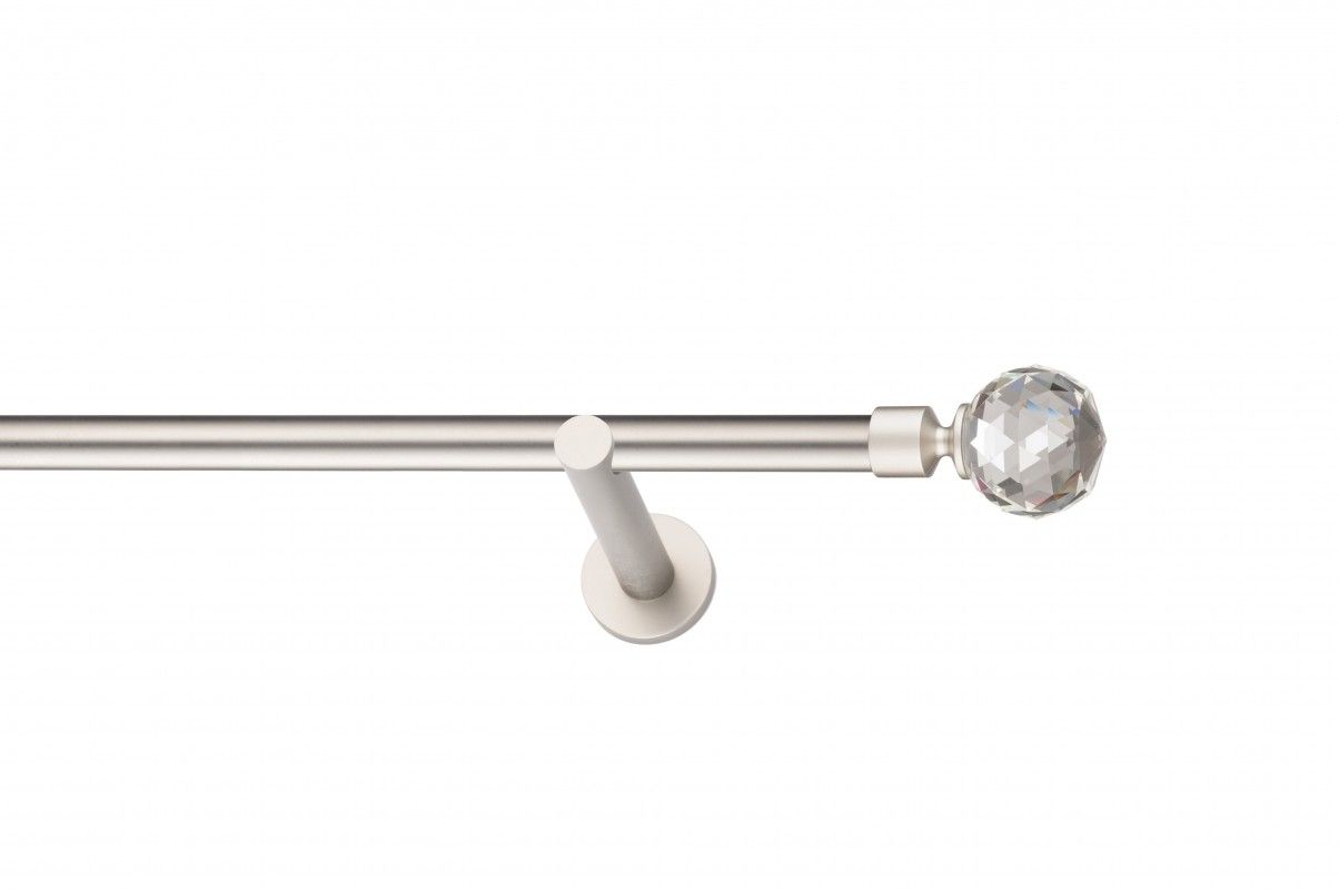 Galerie metalica Cristal Rotund -fără inele, simpla - moderna, 19 mm, satin nichel (argintiu mat)