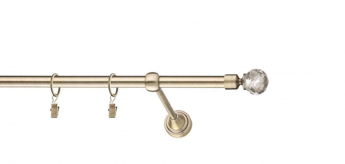 Galerie metalica Cristal simpla 16 mm, antique brass (auriu antic)