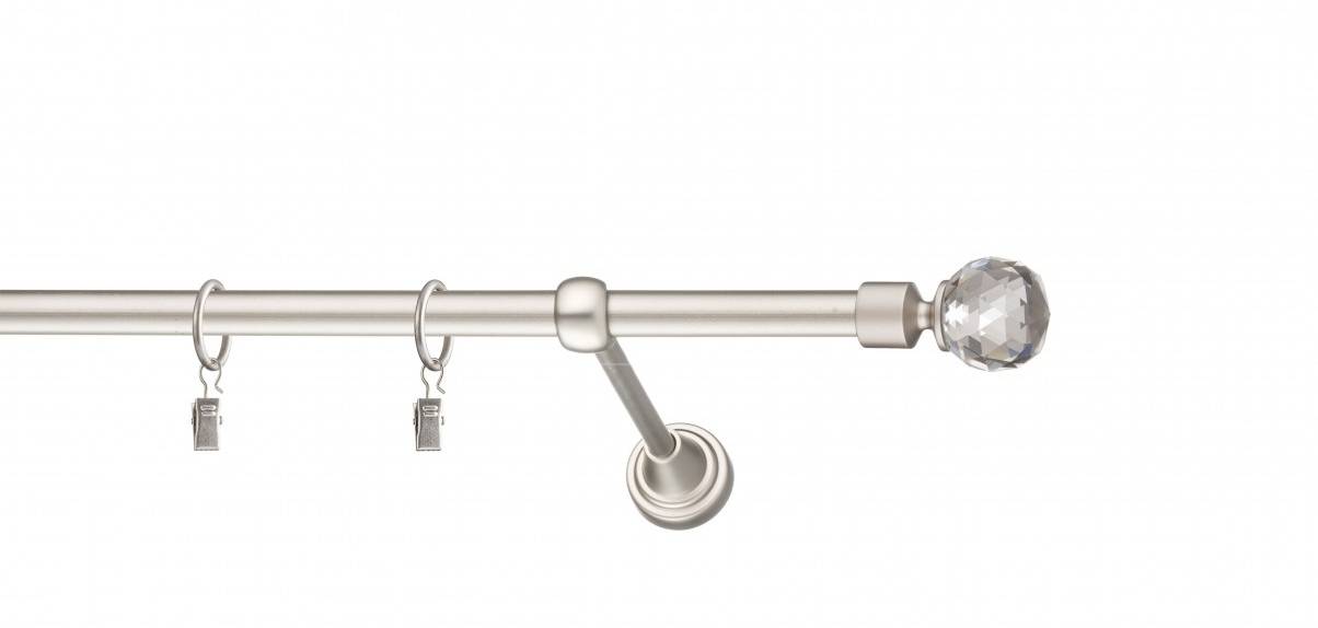 Galerie metalica Cristal simpla 16 mm, satin nichel (argintiu mat)