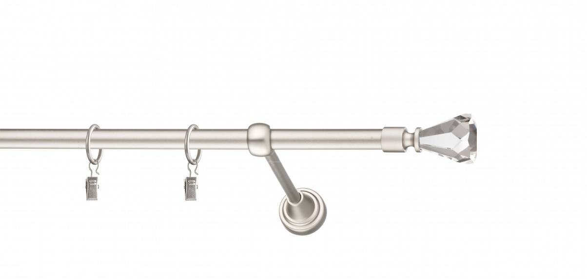 Galerie metalica Cristal simpla 19 mm, satin nichel (argintiu mat)