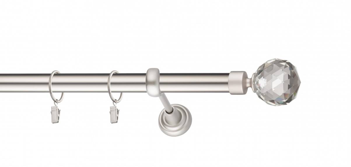 Galerie metalica CRISTAL simpla 25 mm, satin nichel(argintiu mat)