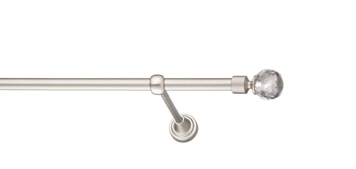 Galerie metalica Cristal -fără inele, simpla - clasic, 16 mm, satin nichel (argintiu mat)