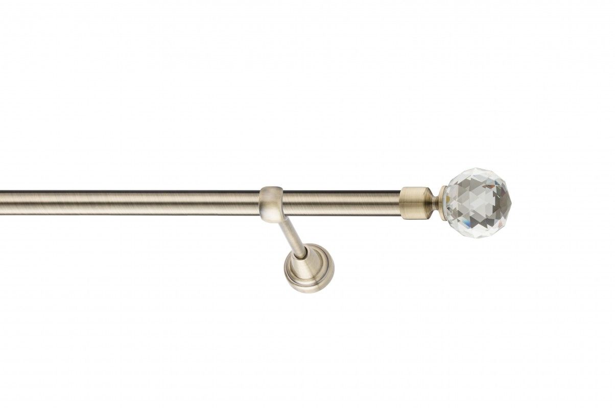 Galerie metalica Cristal Rotund -fără inele, simpla - clasic, 19 mm, antique brass (auriu antic)