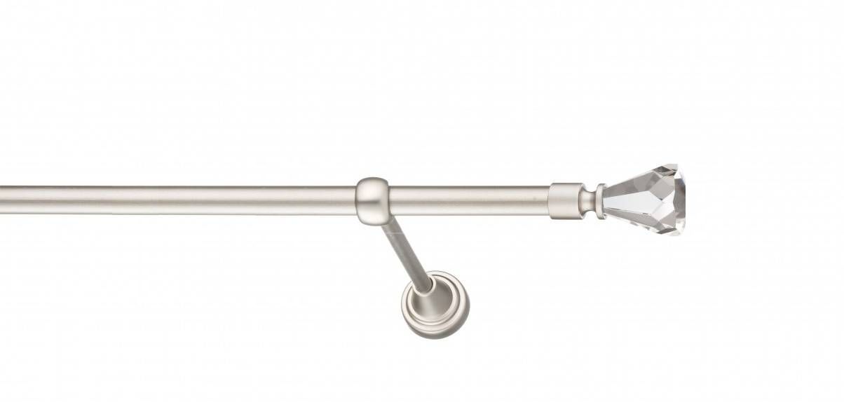 Galerie metalica Cristal Conic -fără inele, simpla - clasic, 19 mm, satin nichel (argintiu mat)