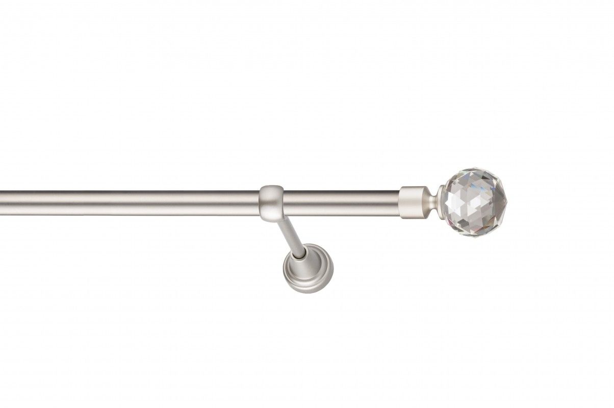Galerie metalica Cristal Rotund -fără inele, simpla - clasic, 19 mm, satin nichel (argintiu mat)