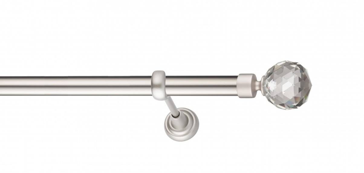 Galerie metalica Cristal -fără inele, simpla - clasic, 25 mm, satin nichel (argintiu mat)