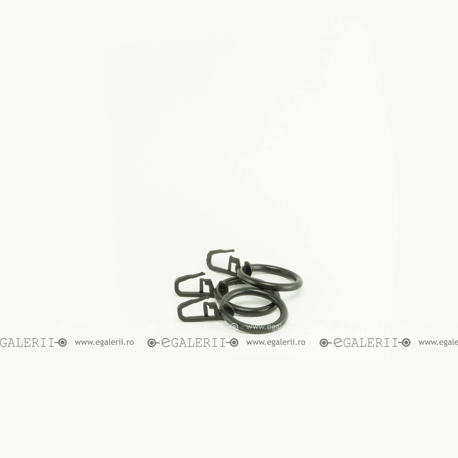 Inele din plastic cu carlige plastic pentru bara de 19mm Black - set 20 inele + 20 carlige