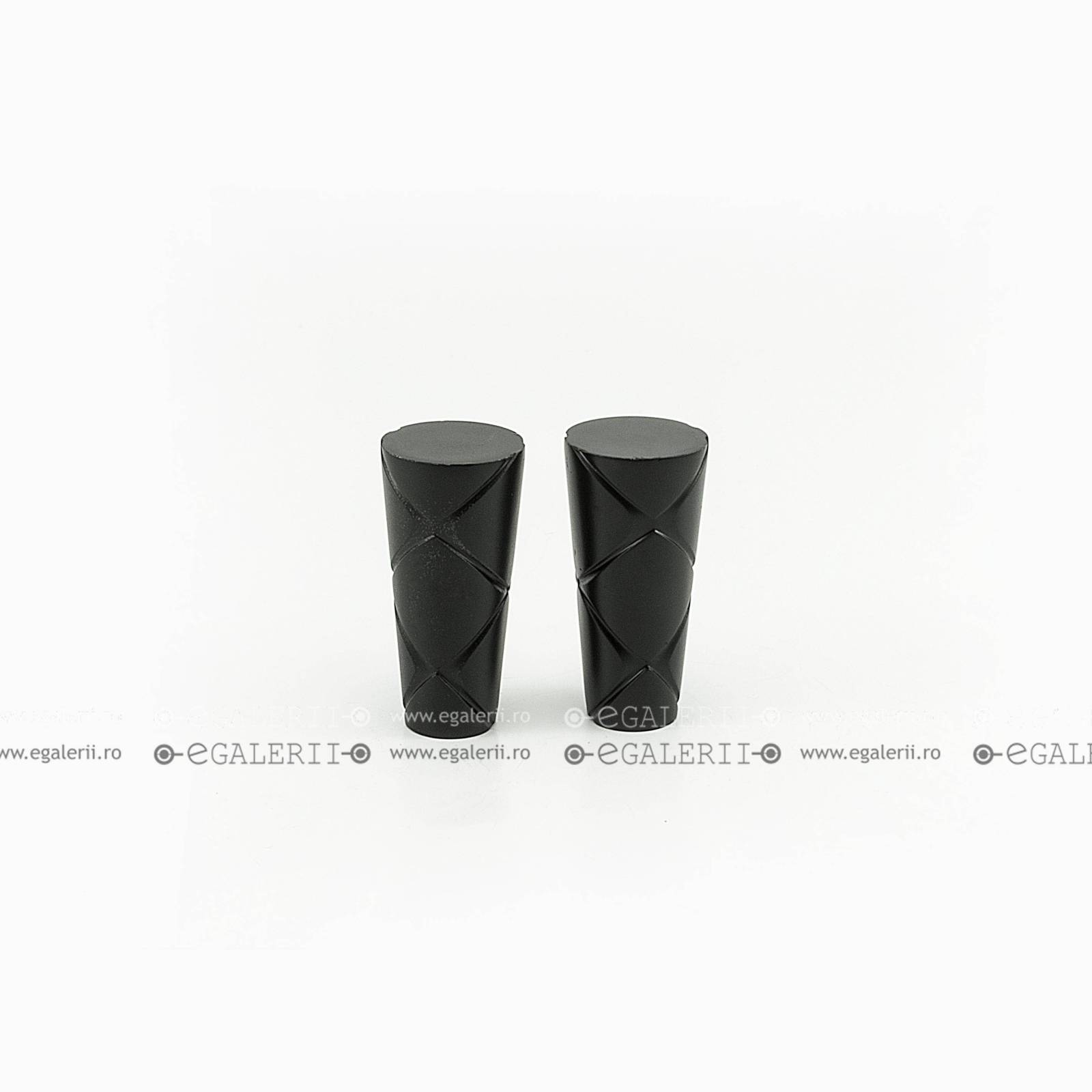 Ornament Conic Striat 19mm Black x 2 buc